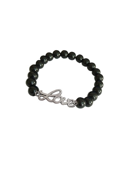 "Love" Letter Black Onyx Beads Bracelet